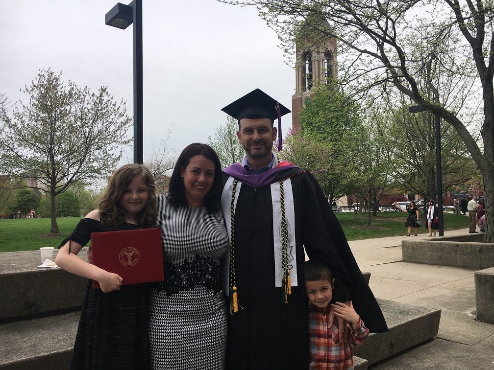 Young family celebrating with Grad