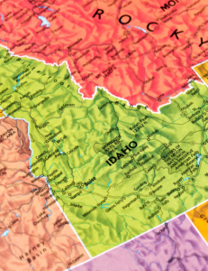 Idaho on U.S. map